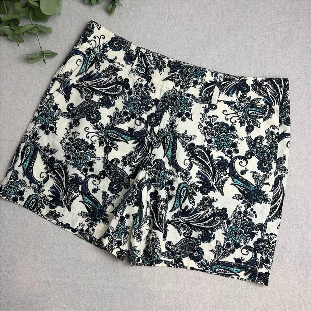 NEW Loft Linen Blend Shorts Paisley Print 6" Inseam Women’s Size 4
